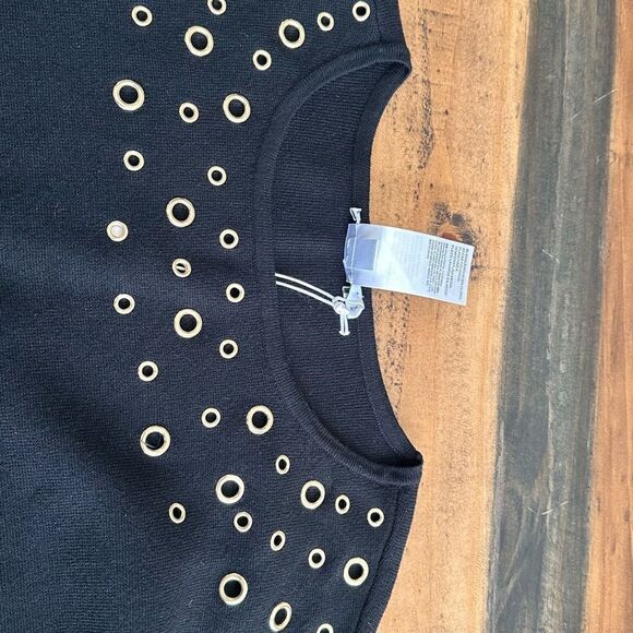 Chico’s Size 1 Grommet Detail Sweater Poncho - Picture 7 of 9